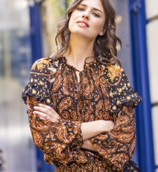Blouse Regina - motif paisley - tissu fluide - Miss June Paris - 1