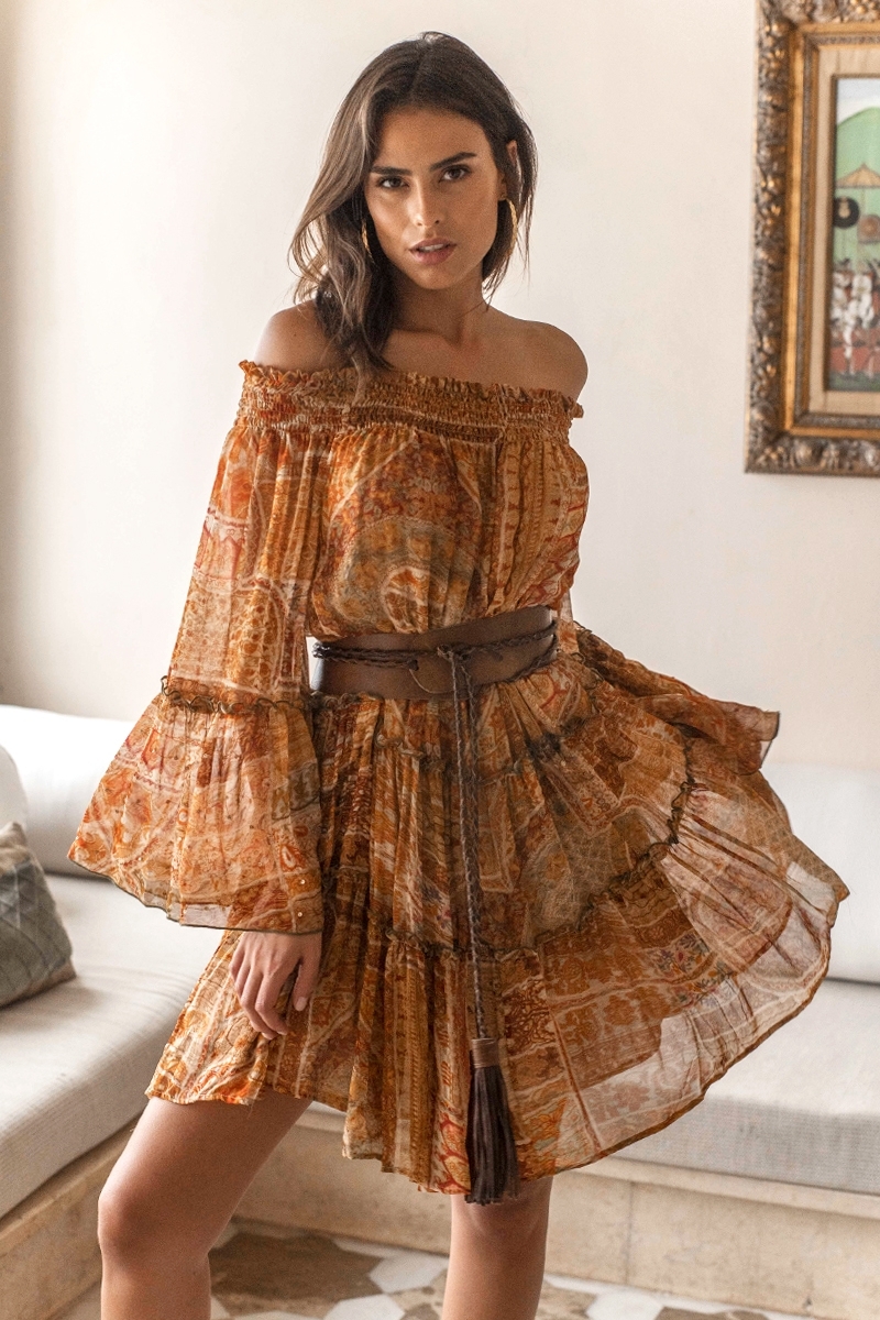 Magdalena short dress - feminine bohemian style - Miss June Paris - 1