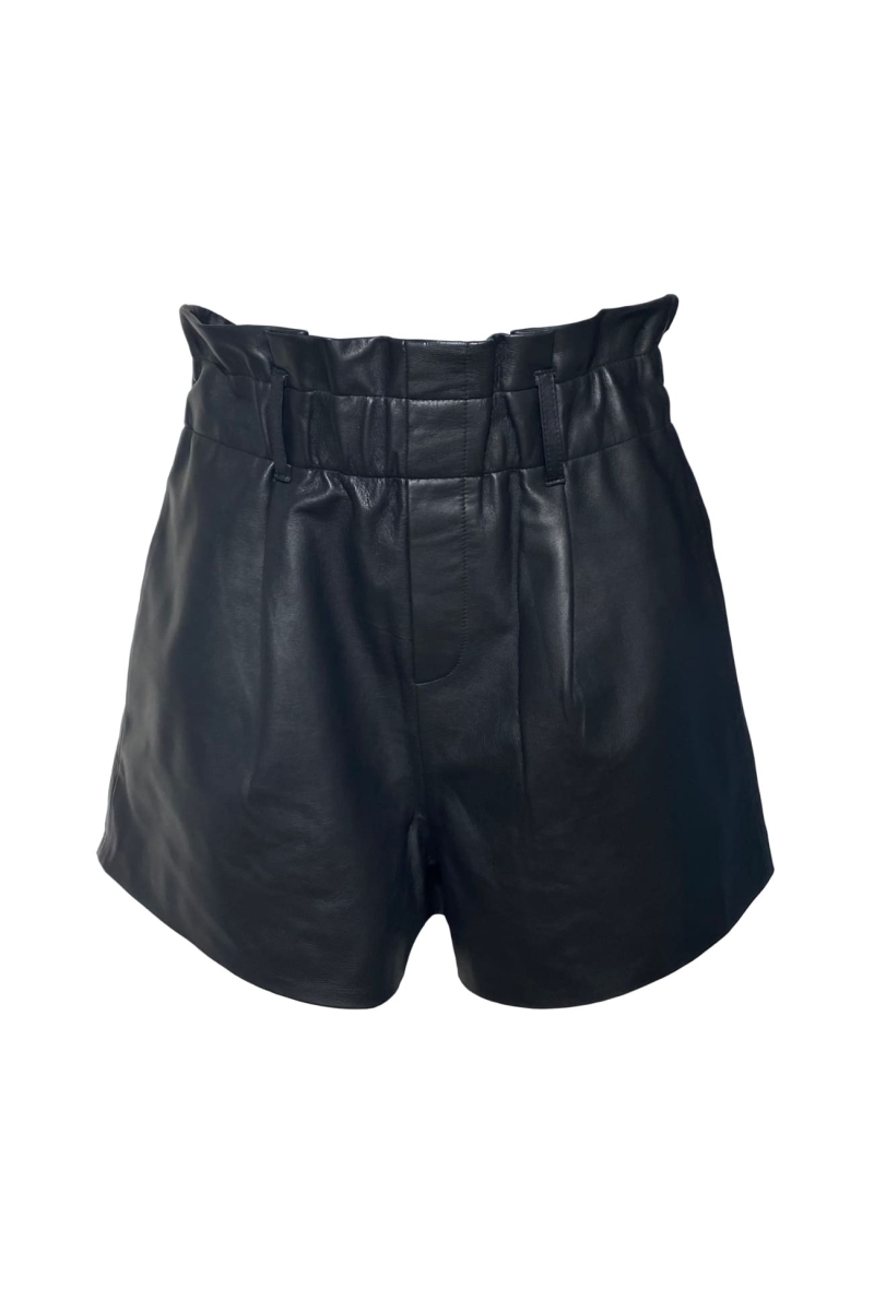 Shorts de cuero negro Carla - Miss June Paris - 3