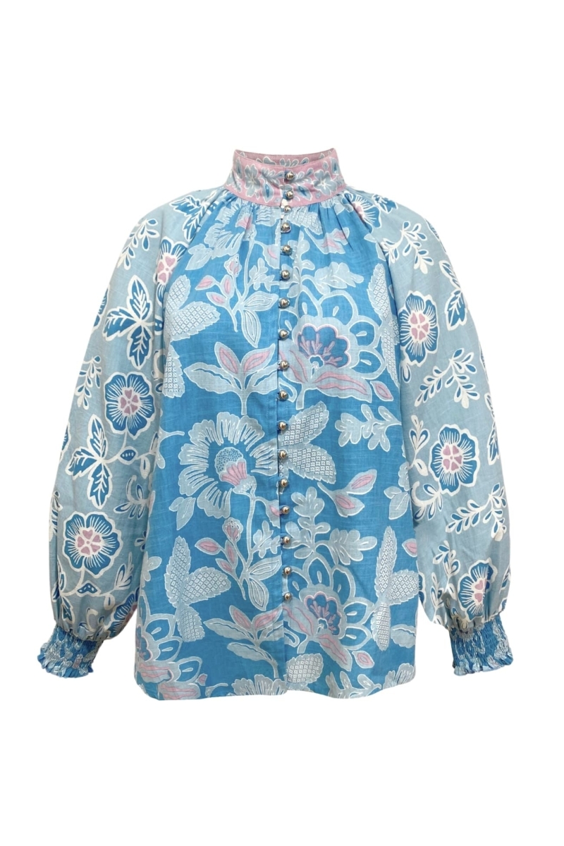 Clemence short dress - paisley pattern - silver buttons - 100% cotton - Miss June Paris - 6