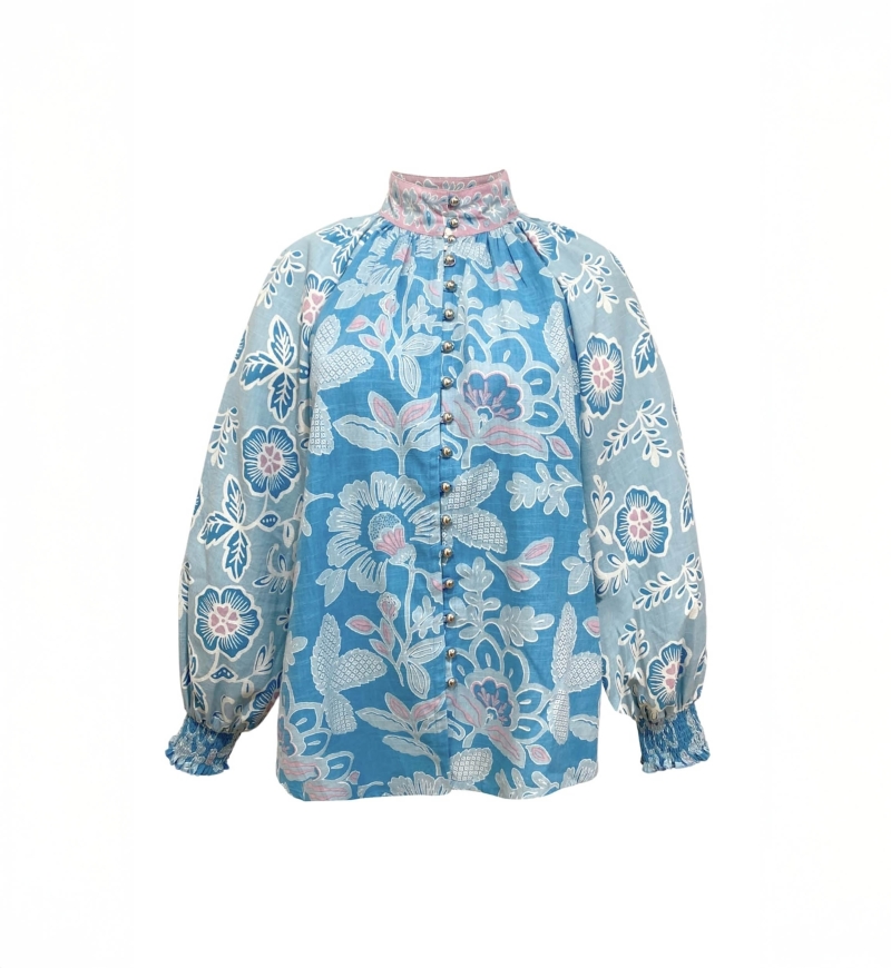 Clemence short dress - paisley pattern - silver buttons - 100% cotton - Miss June Paris - 6