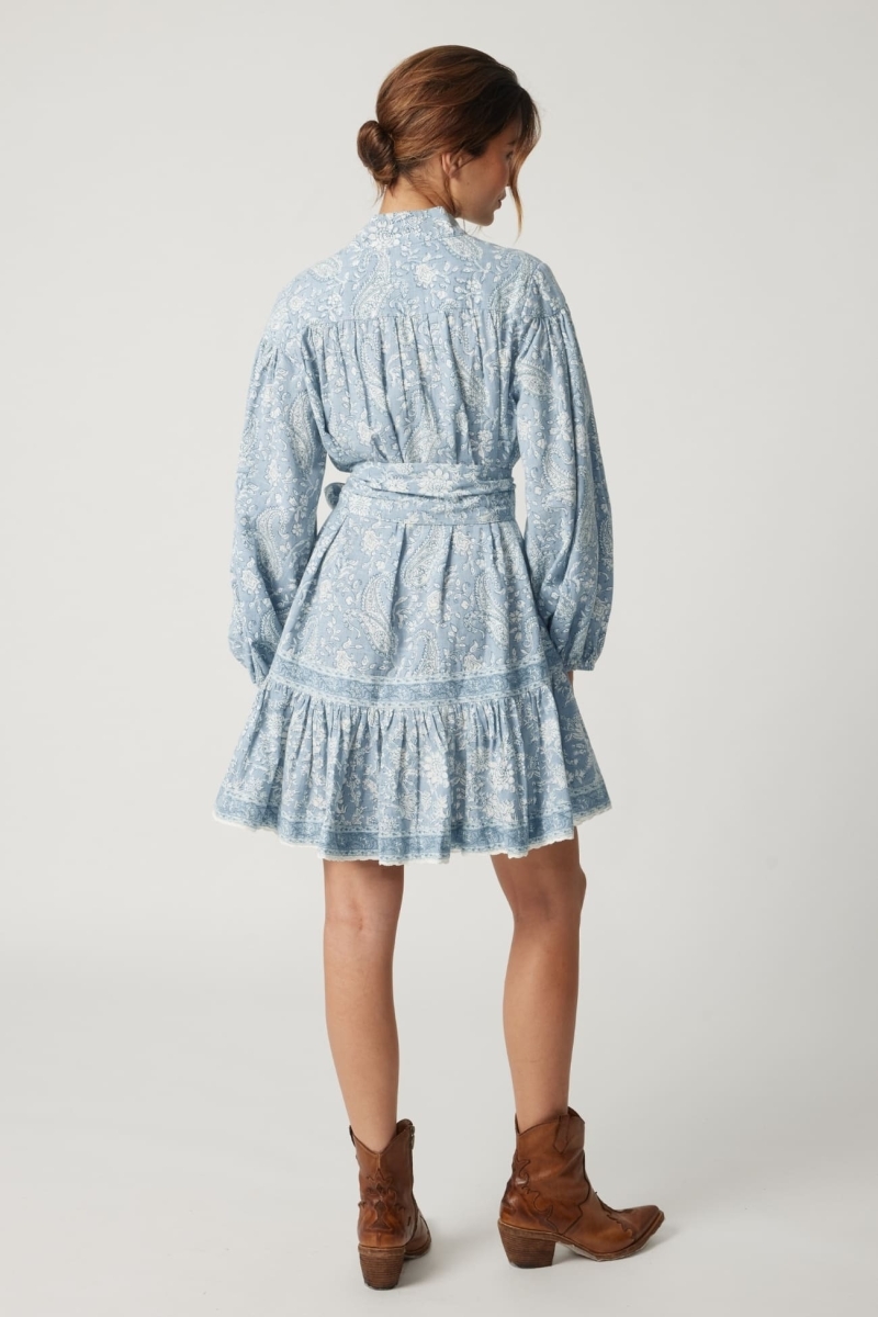 Robe courte Clémence - motif paisley - boutons argentés - 100% coton - Miss June Paris - 4