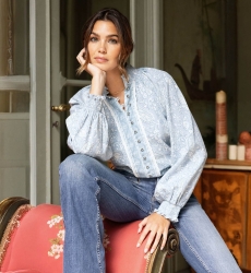 Camisa mujer Victoire - estampado cachemir - 100% algodón - Miss June Paris - 2