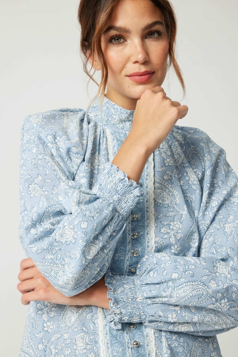 Camisa mujer Victoire - estampado cachemir - 100% algodón - Miss June Paris - 5