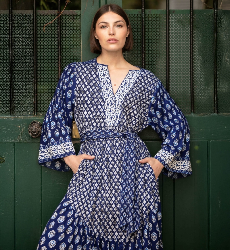 Elise long dress - white embroidery motifs - Miss June Paris - 1