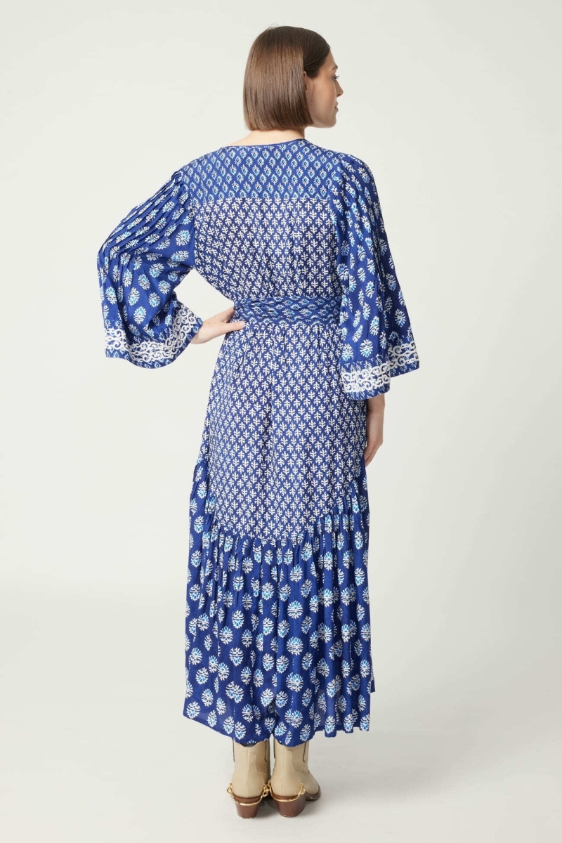 Robe longue Élise - motifs en broderie blanche - Miss June Paris - 4