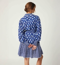 Alix short dress - navy blue - white prints - Miss June Paris - 4