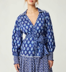 Alix short dress - navy blue - white prints - Miss June Paris - 5