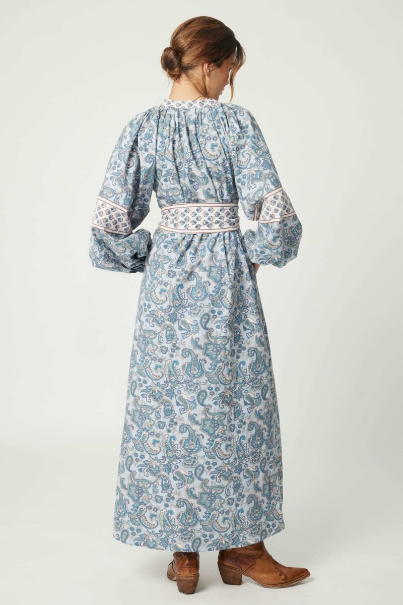 Kim long dress - 100% cotton - silvery buttons - Miss June Paris - 5