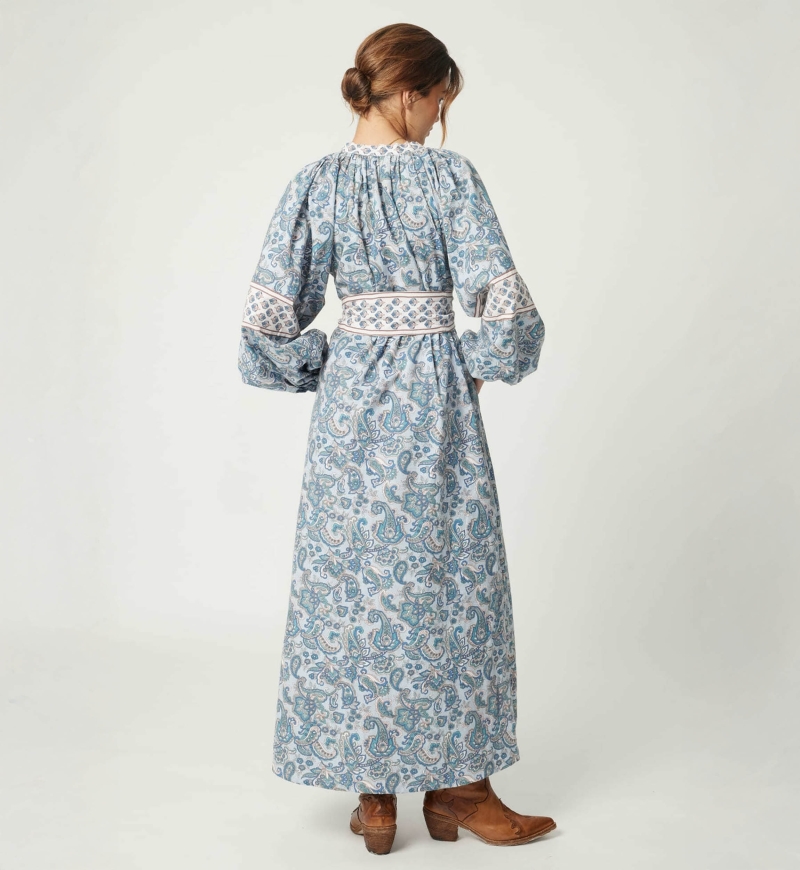 Robe longue Kim - 100% coton - boutons argentés - Miss June Paris - 5