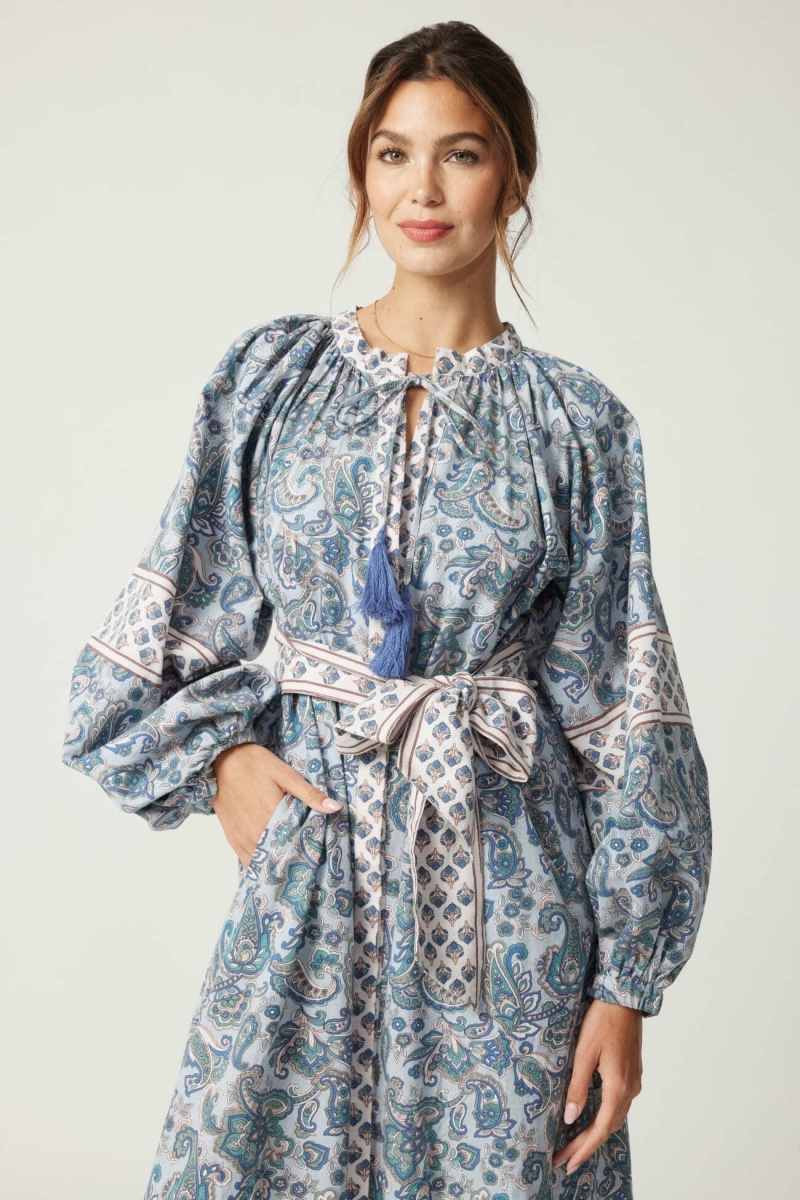 Kim long dress - 100% cotton - silvery buttons - Miss June Paris - 1