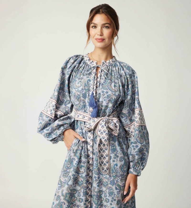 Vestido largo Kim - 100% algodón - botones plateados - Miss June Paris - 1