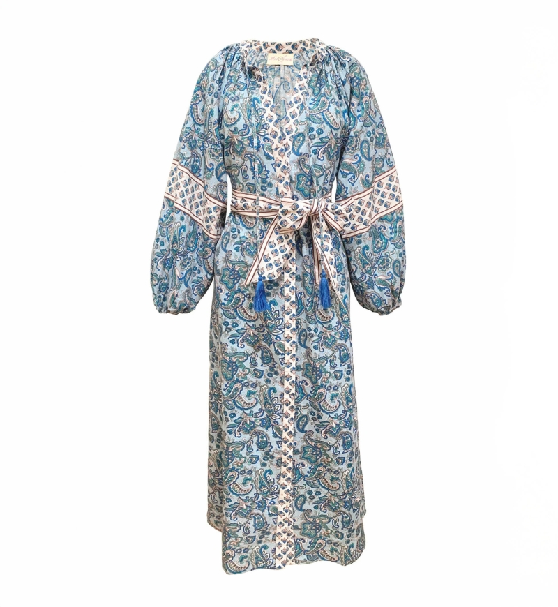 Vestido largo Kim - 100% algodón - botones plateados - Miss June Paris - 6