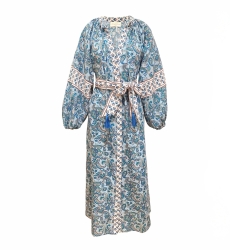 Kim long dress - 100% cotton - silvery buttons - Miss June Paris - 6