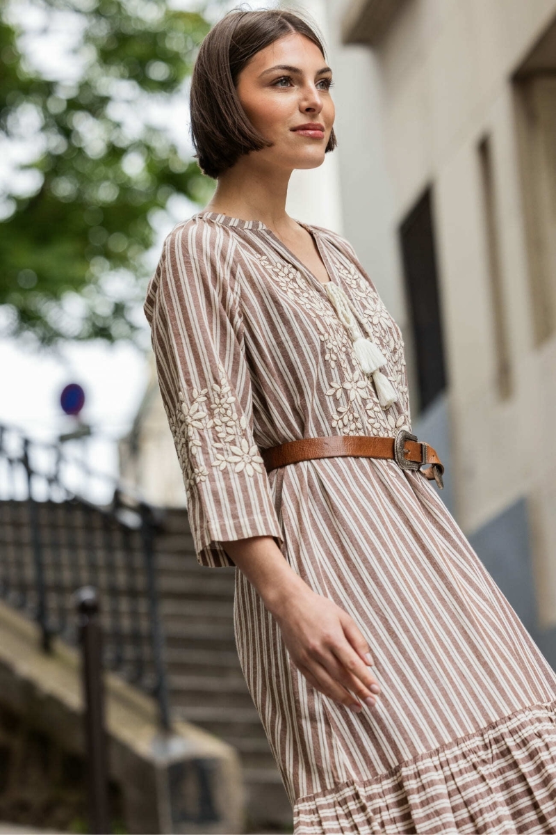 Robe longue Solène - coupe ample - 100% coton - Miss June Paris - 1