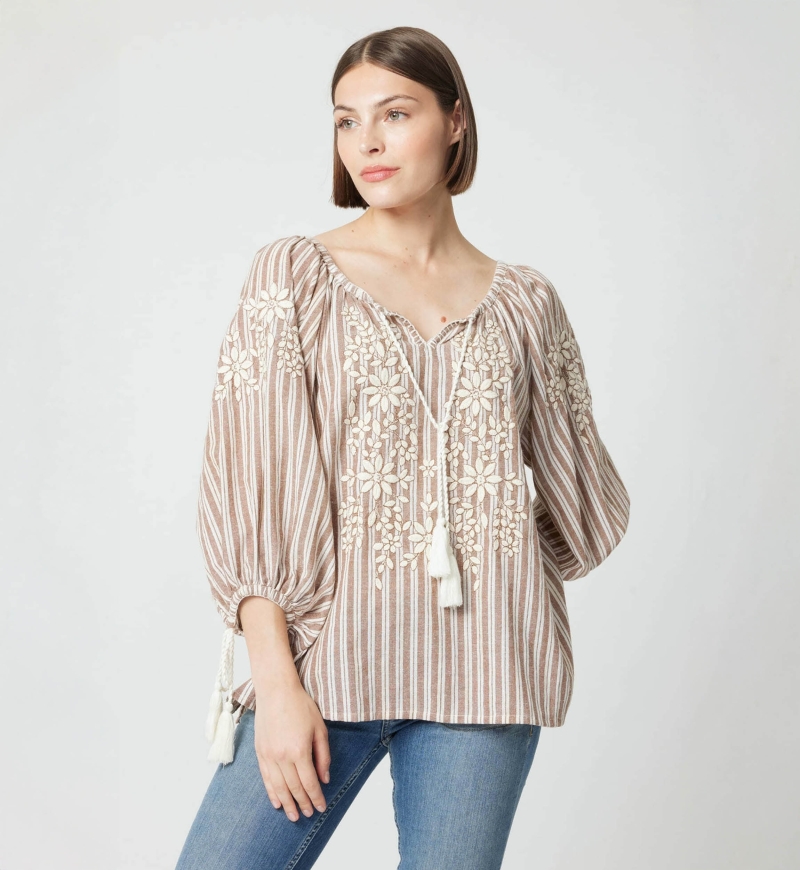 Blusa Axelle - decorada con pompones - algodón - Miss June Paris - 1