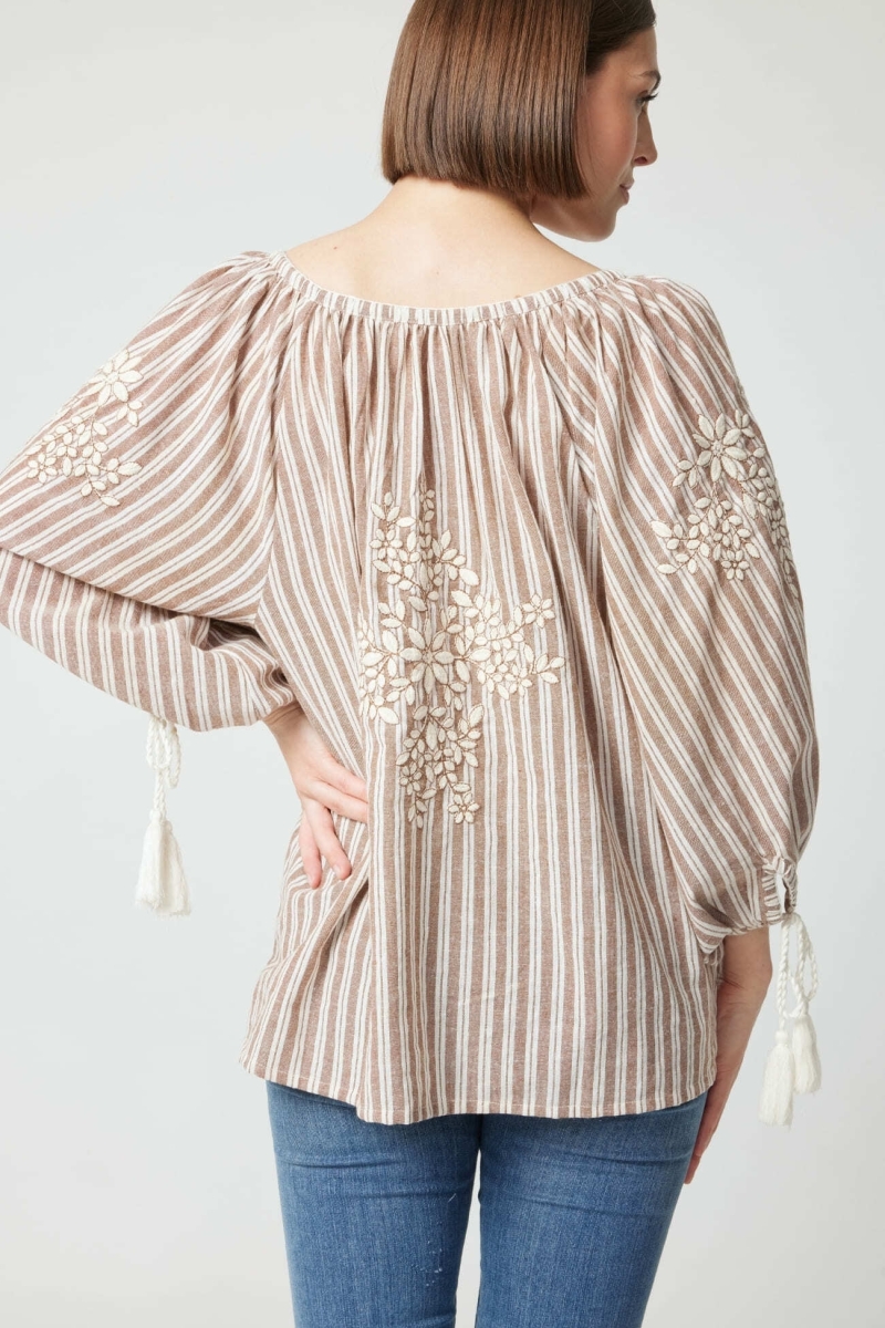 Blouse Axelle - ornée de pompoms coton - Miss June Paris - 4