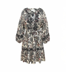 Dorine short dress - floral motif and black embroidery - Miss June Paris - 6