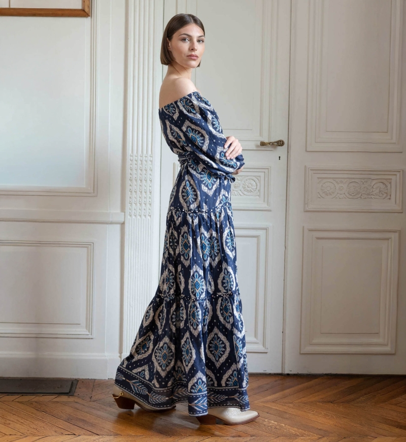 Robe longue Lucille - brodée et fluide - Miss June Paris - 1