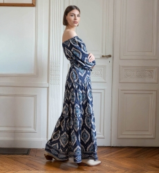 Lucille long dress - embroidered and flowing - Miss June Paris - 1