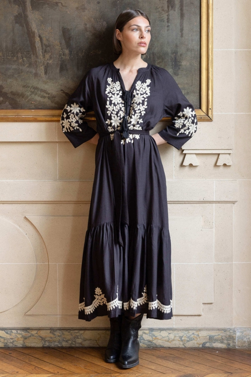 Louison long dress - black color - Miss June Paris - 1