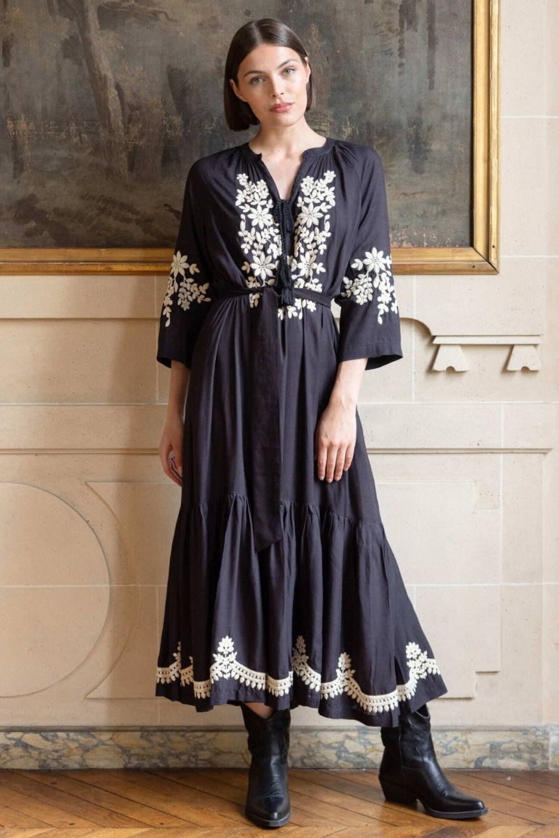 Louison long dress - black color - Miss June Paris - 2