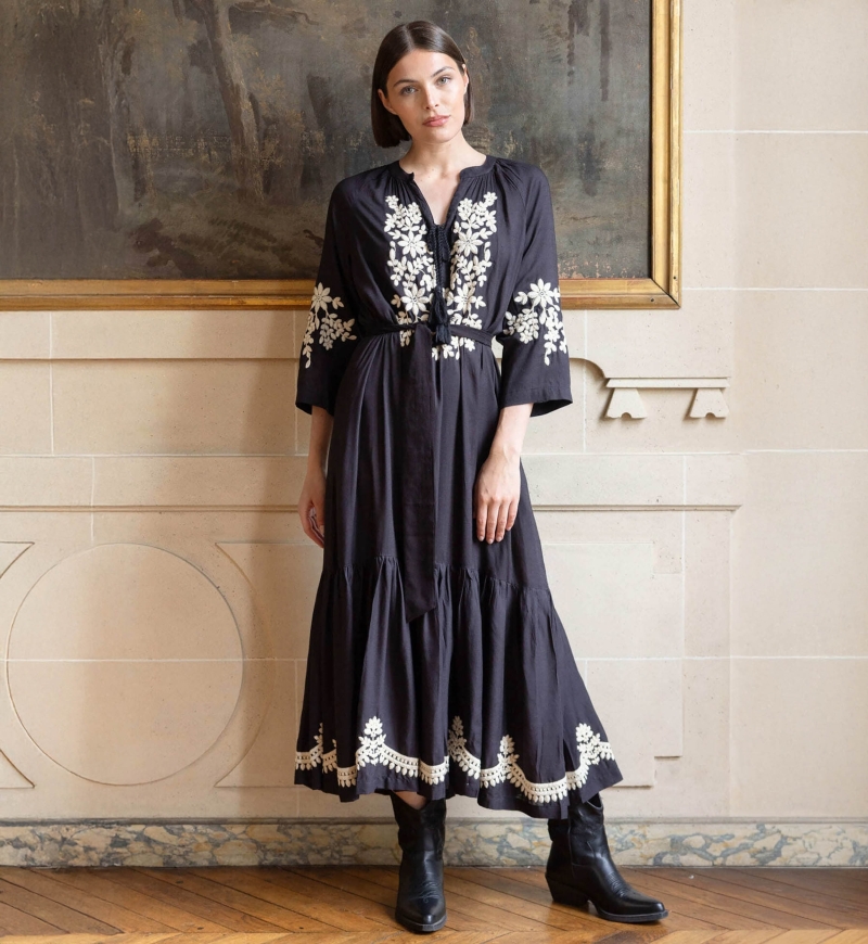 Louison long dress - black color - Miss June Paris - 2