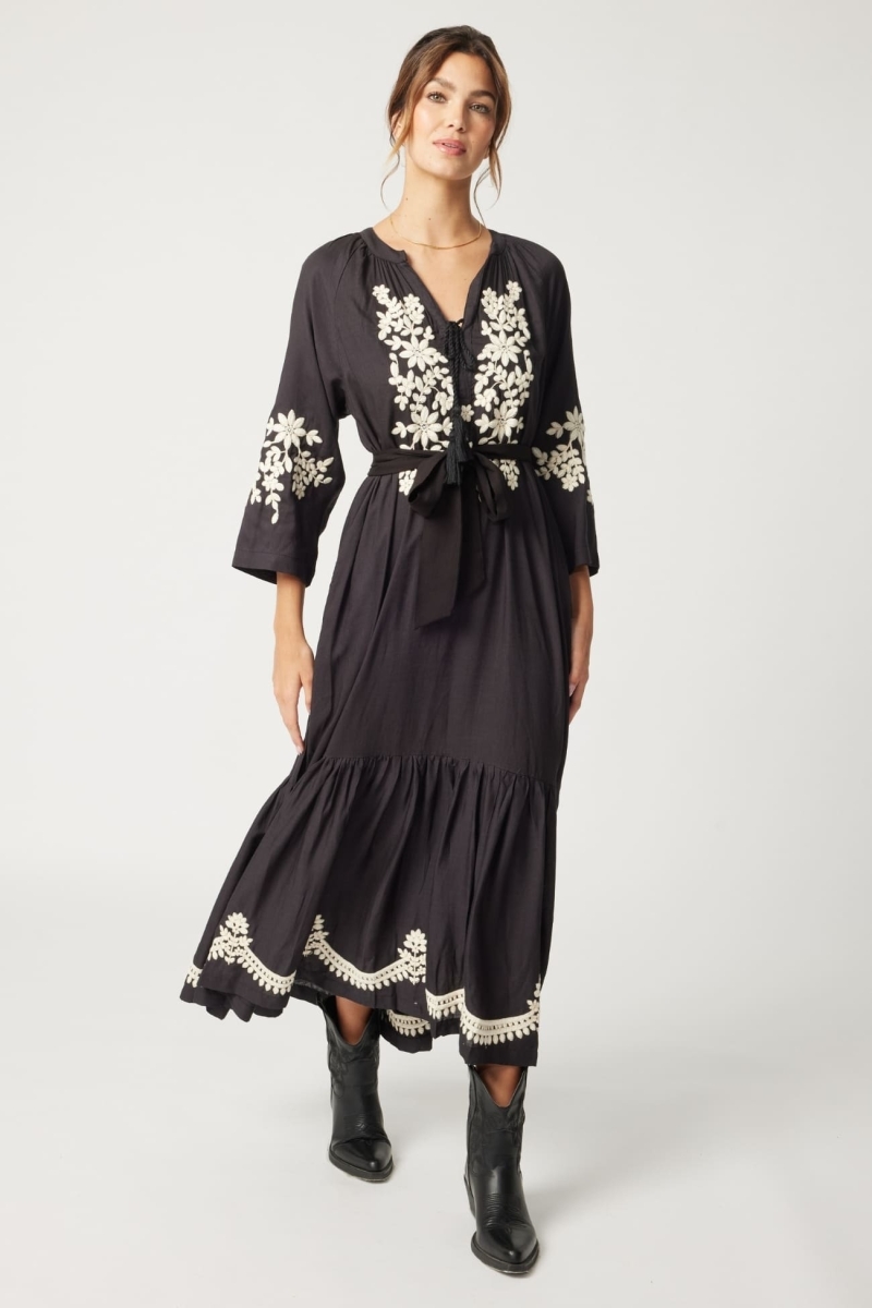 Robe longue Louison - couleur noire - Miss June Paris - 3