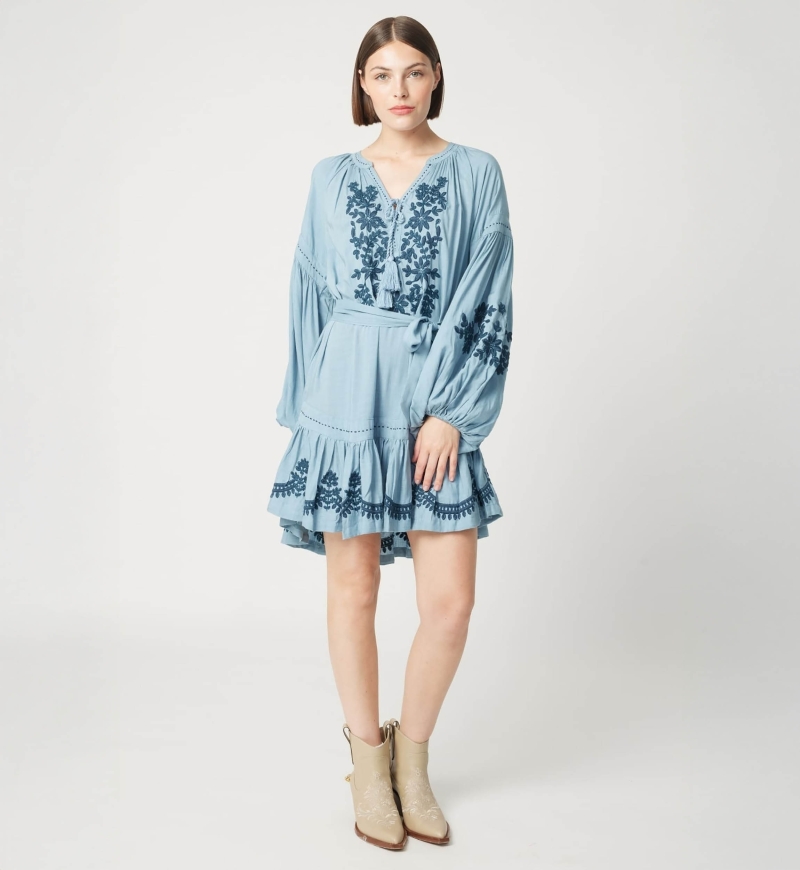 Robe bleue courte Anouk - Miss June Paris - 3