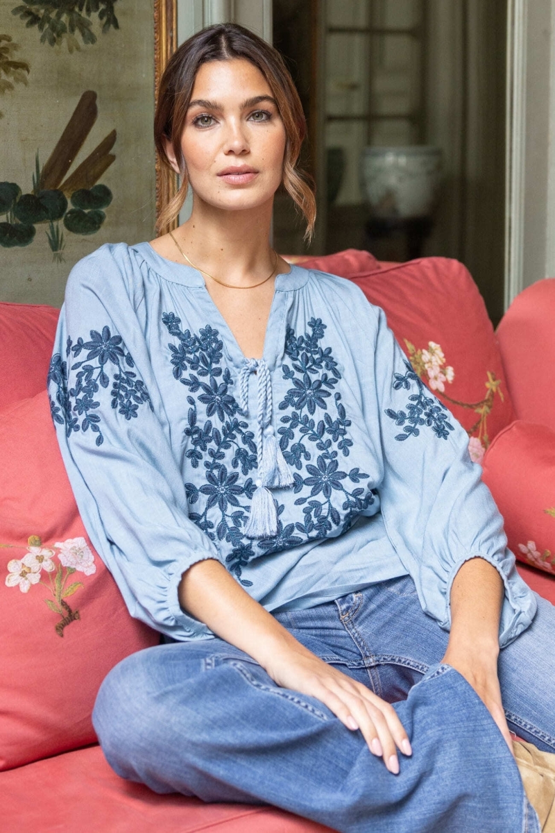 Blouse bleu Noémie - Miss June Paris - 1