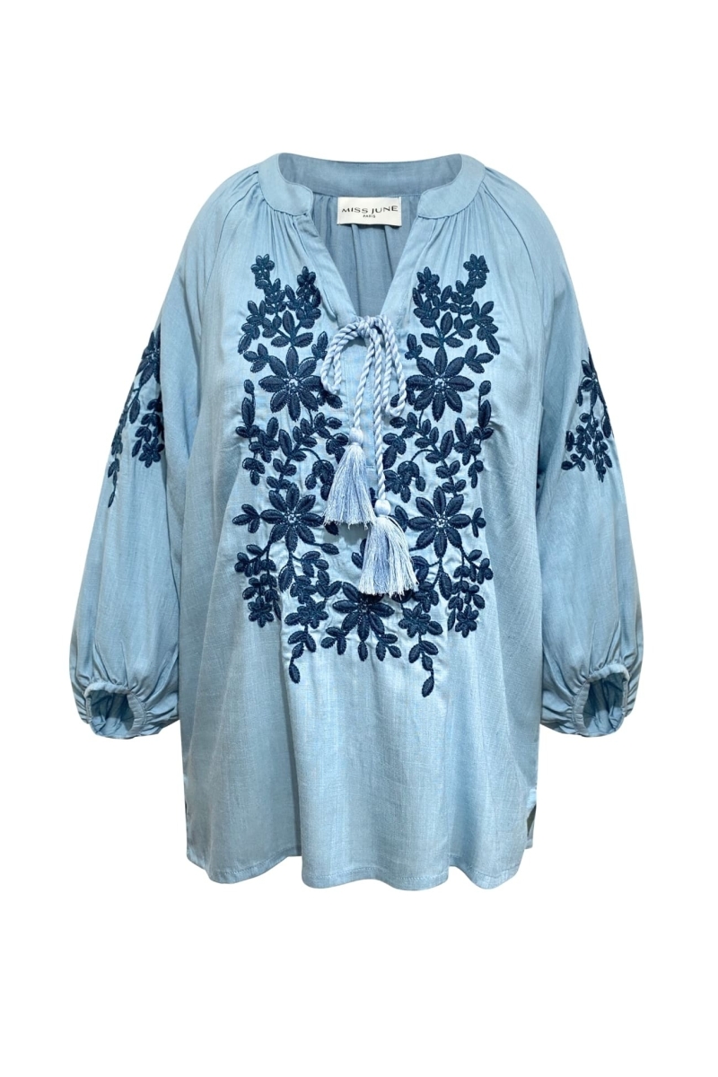 Blouse bleu Noémie - Miss June Paris - 6