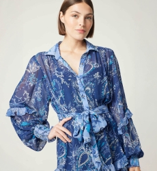 Robe blue courte Philippine - motifs blancs et bleus - Miss June Paris - 5