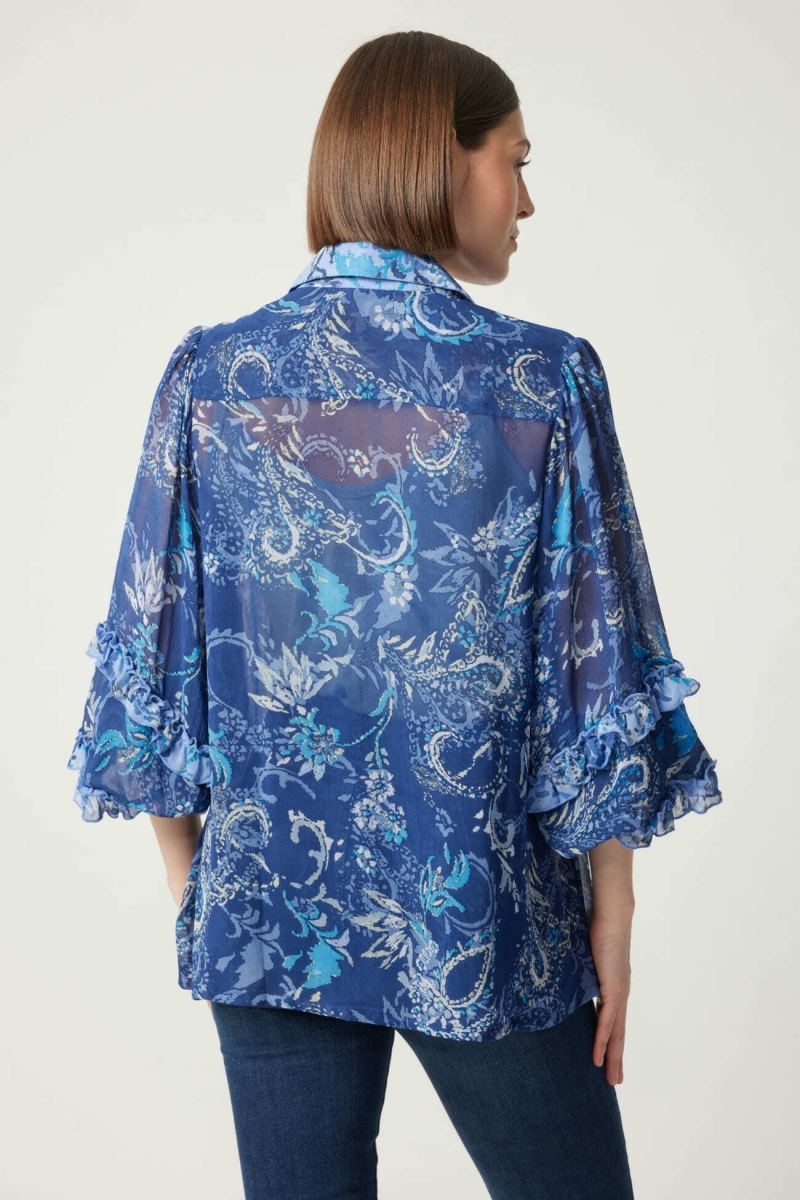 Camisa azul Ninon - motivos azules y blancos - Miss June Paris - 5