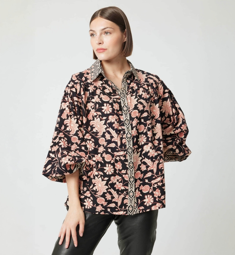 Chemise femme coton Éva - motif fleuri - Miss June Paris - 3