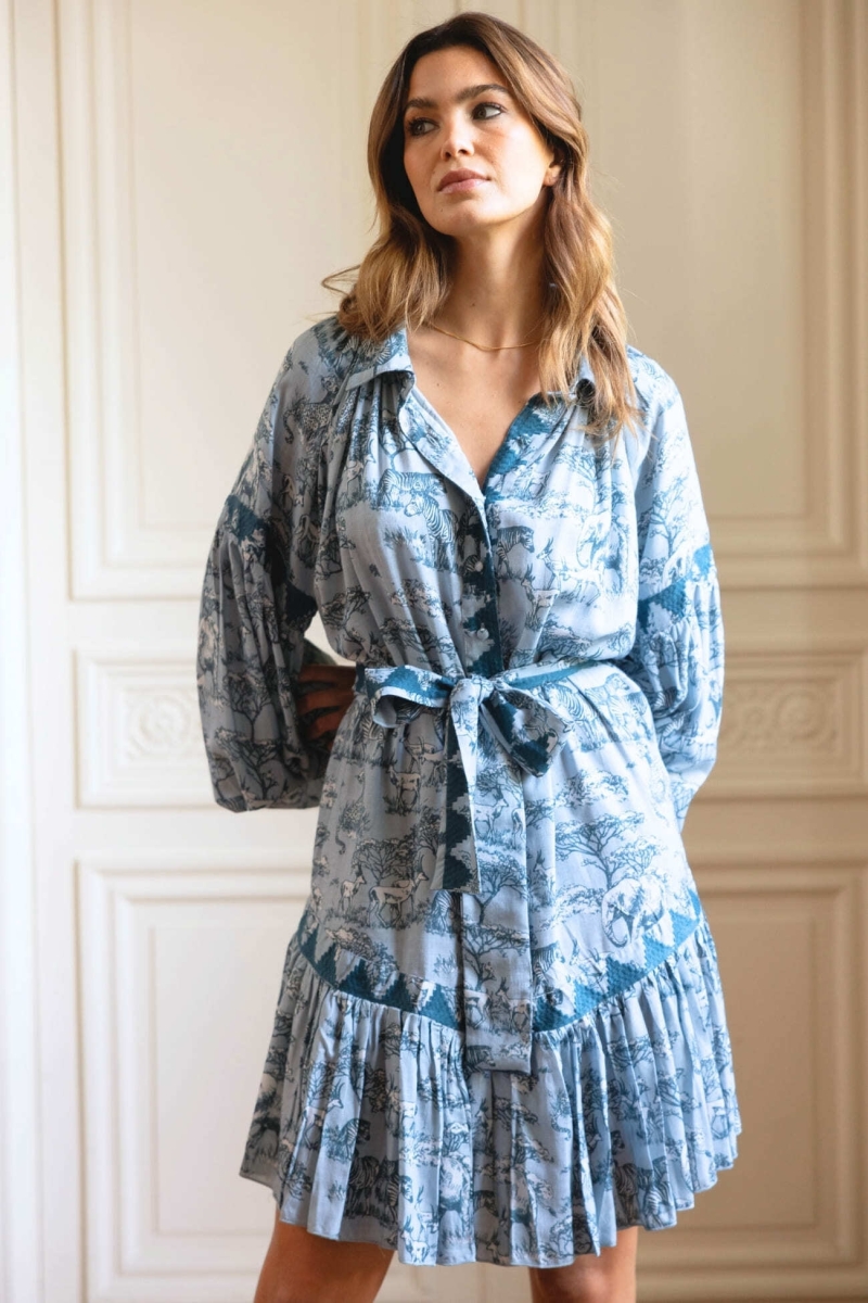Vestido corto Agathe - estampado sabana - Miss June Paris - 3