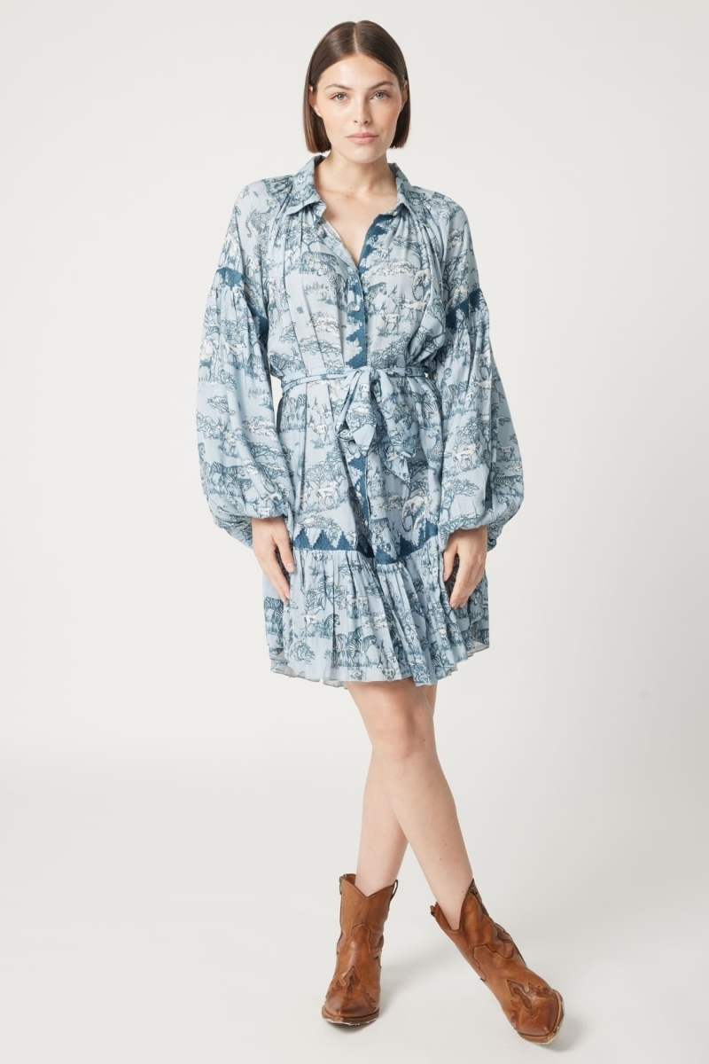 Agathe short dress - savannah print - Miss June Paris - 1