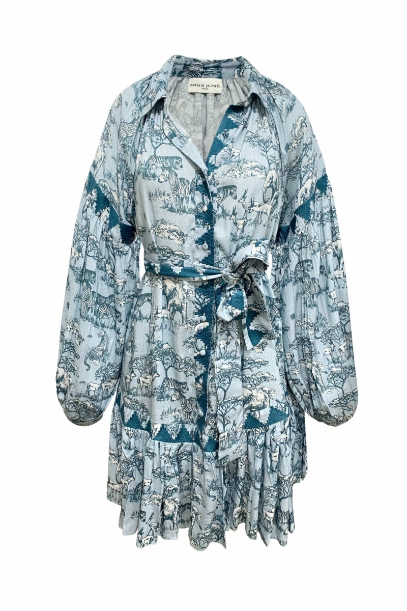 Robe courte Agathe - imprimé savane - Miss June Paris - 6