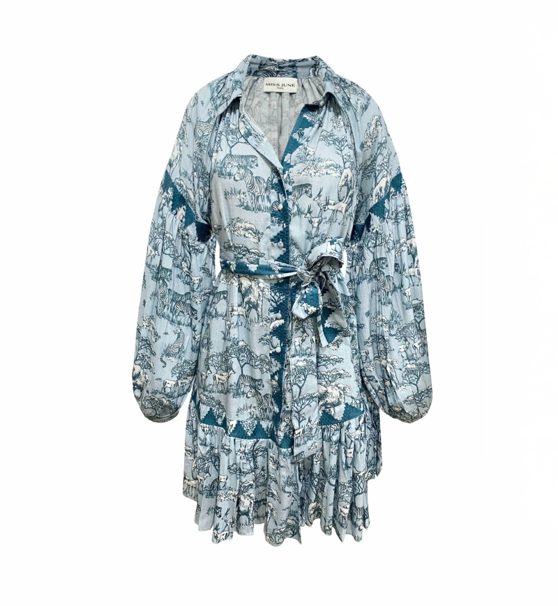 Vestido corto Agathe - estampado sabana - Miss June Paris - 6