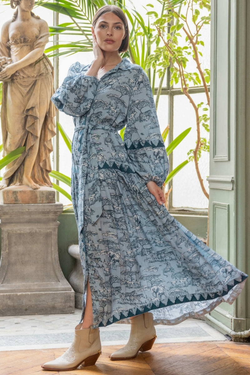 Vestido largo Lila - estampado sabana - Miss June Paris - 1