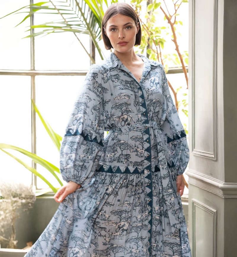 Lila long dress - savannah print - Miss June Paris - 2