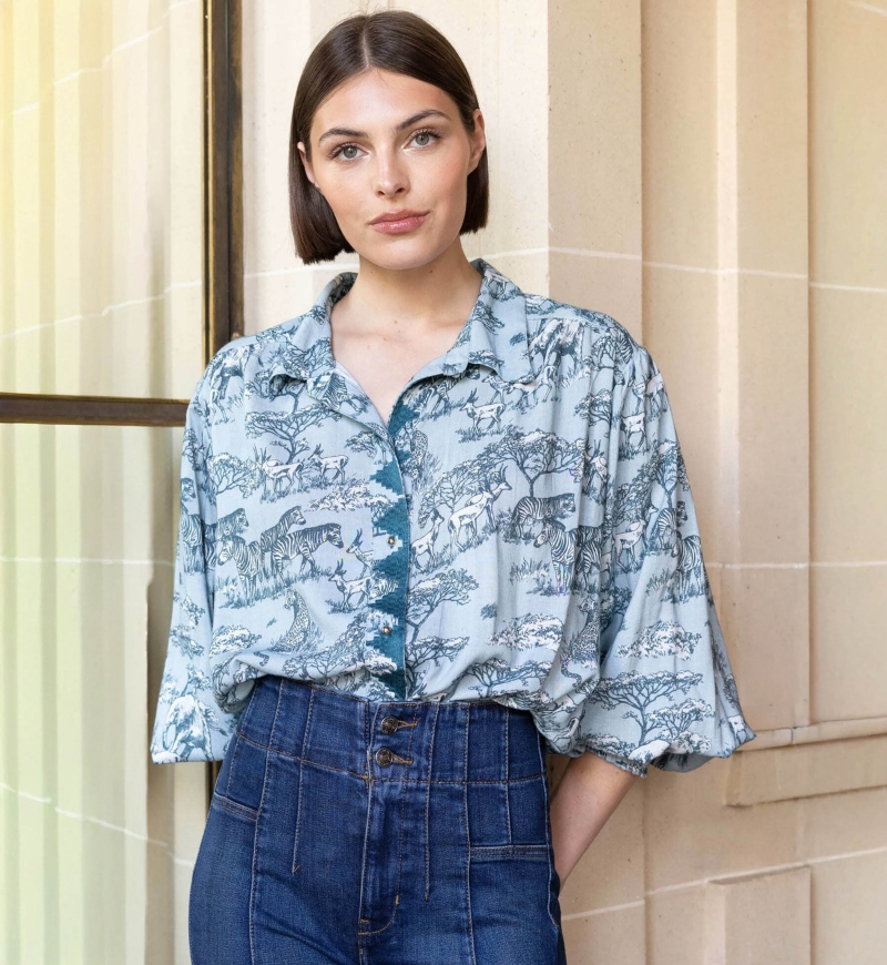 Maé women's savannah print shirt - Miss June Paris - 3