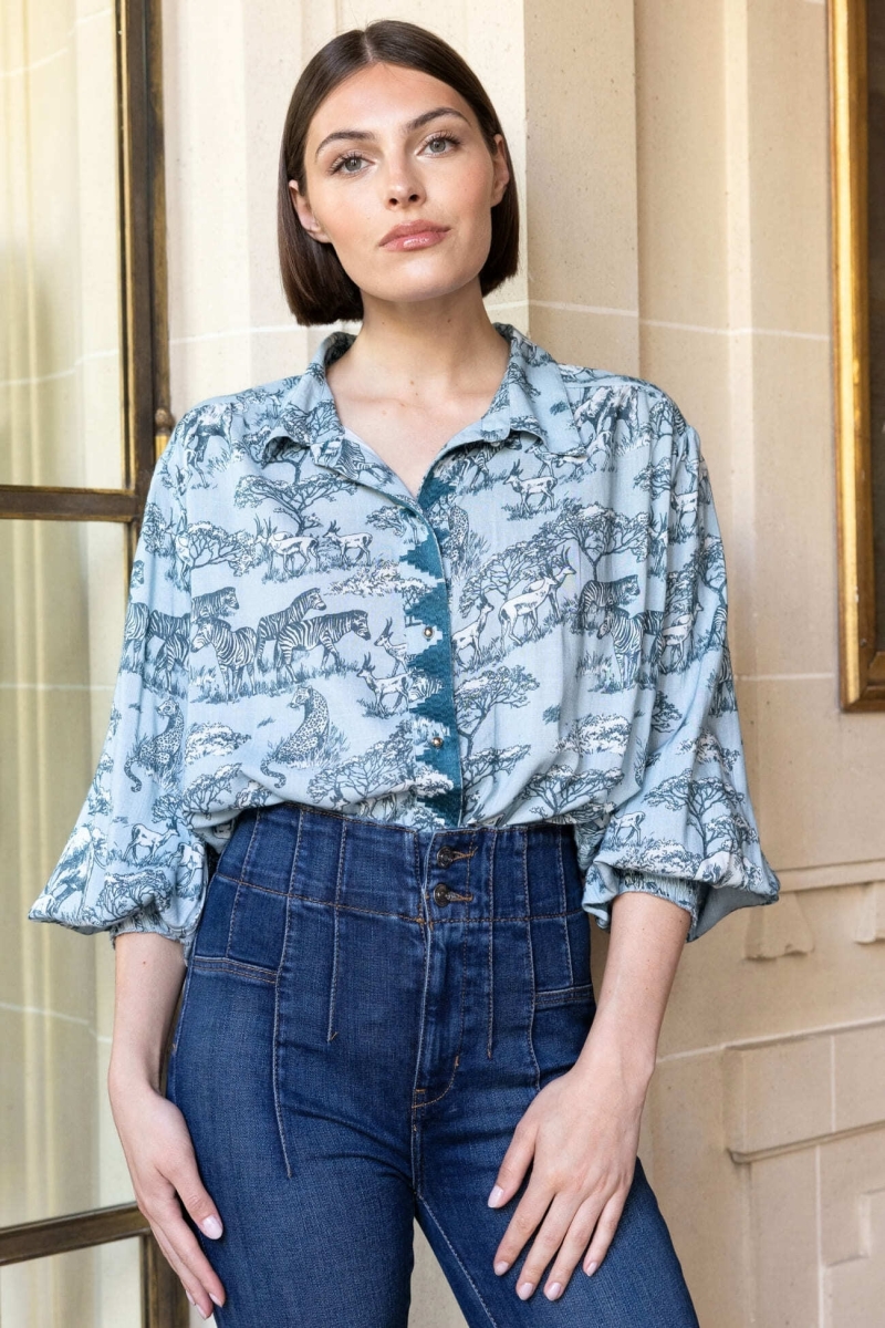 Maé women's savannah print shirt - Miss June Paris - 2