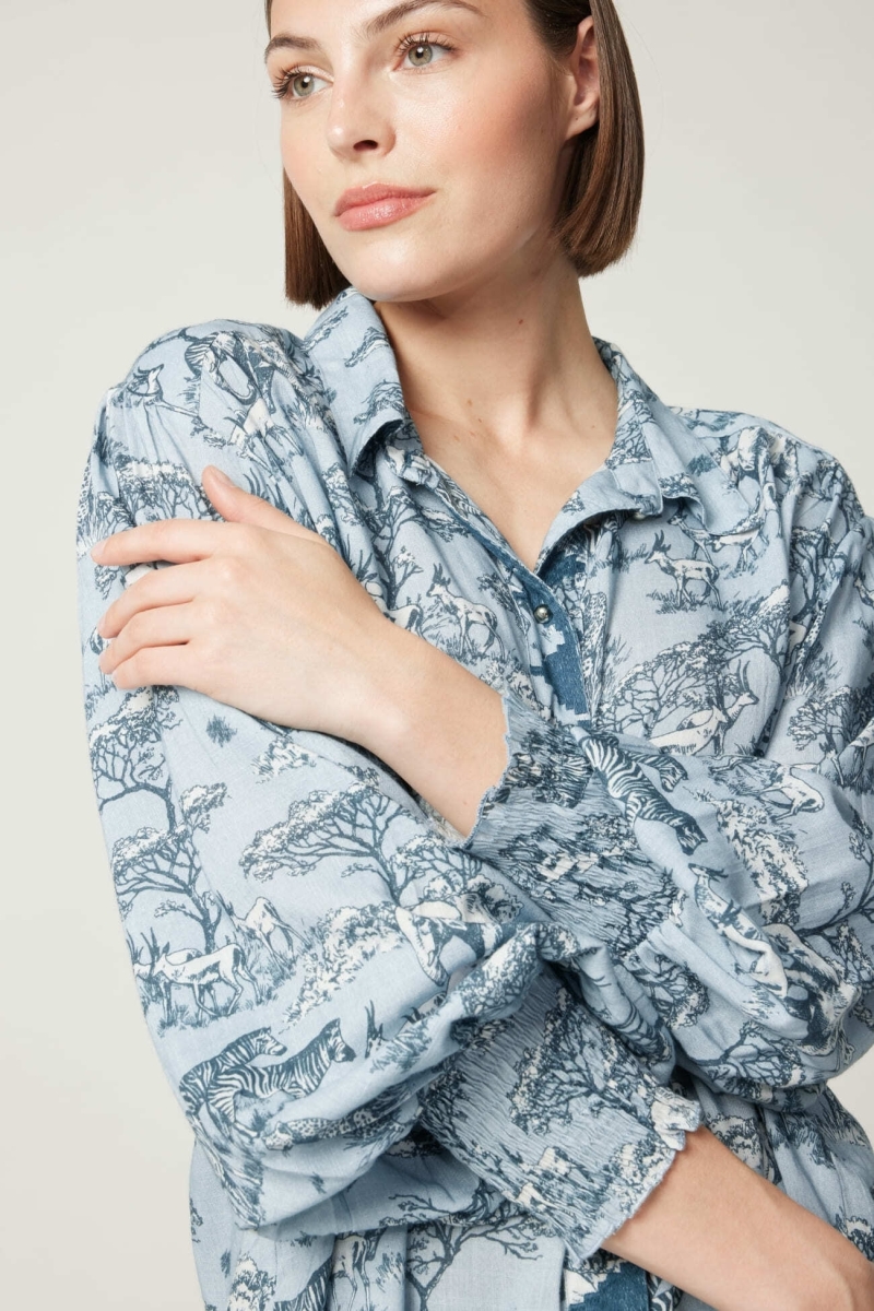 Maé women's savannah print shirt - Miss June Paris - 1