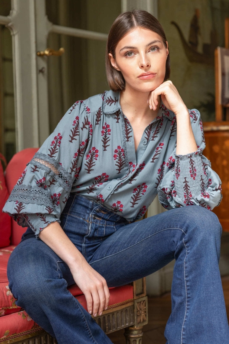 Chemise femme Hermine imprimé floral - Miss June Paris - 1