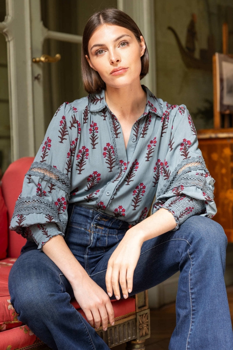Chemise femme Hermine imprimé floral - Miss June Paris - 2