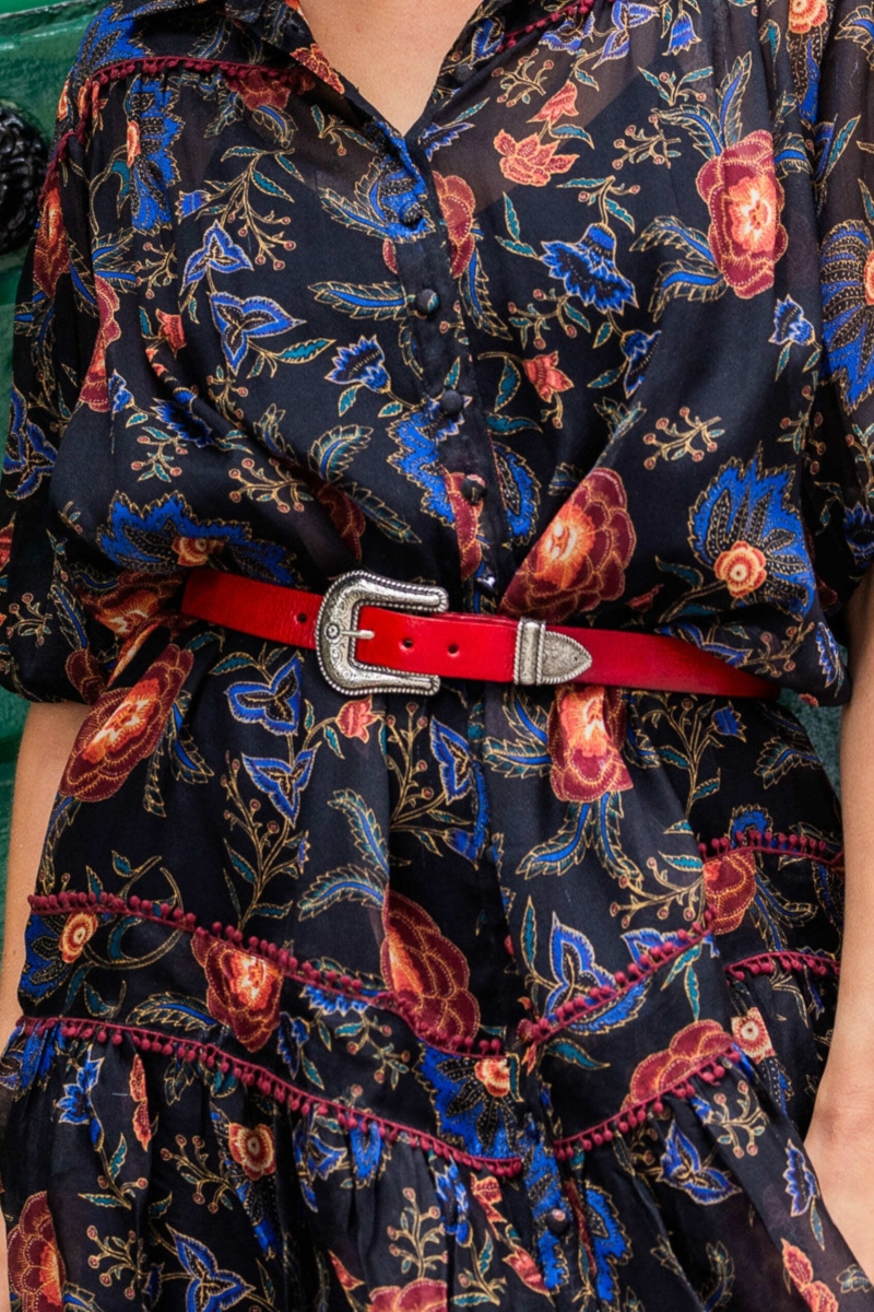 Riley Red Leather Belt - Miss June Paris - 6