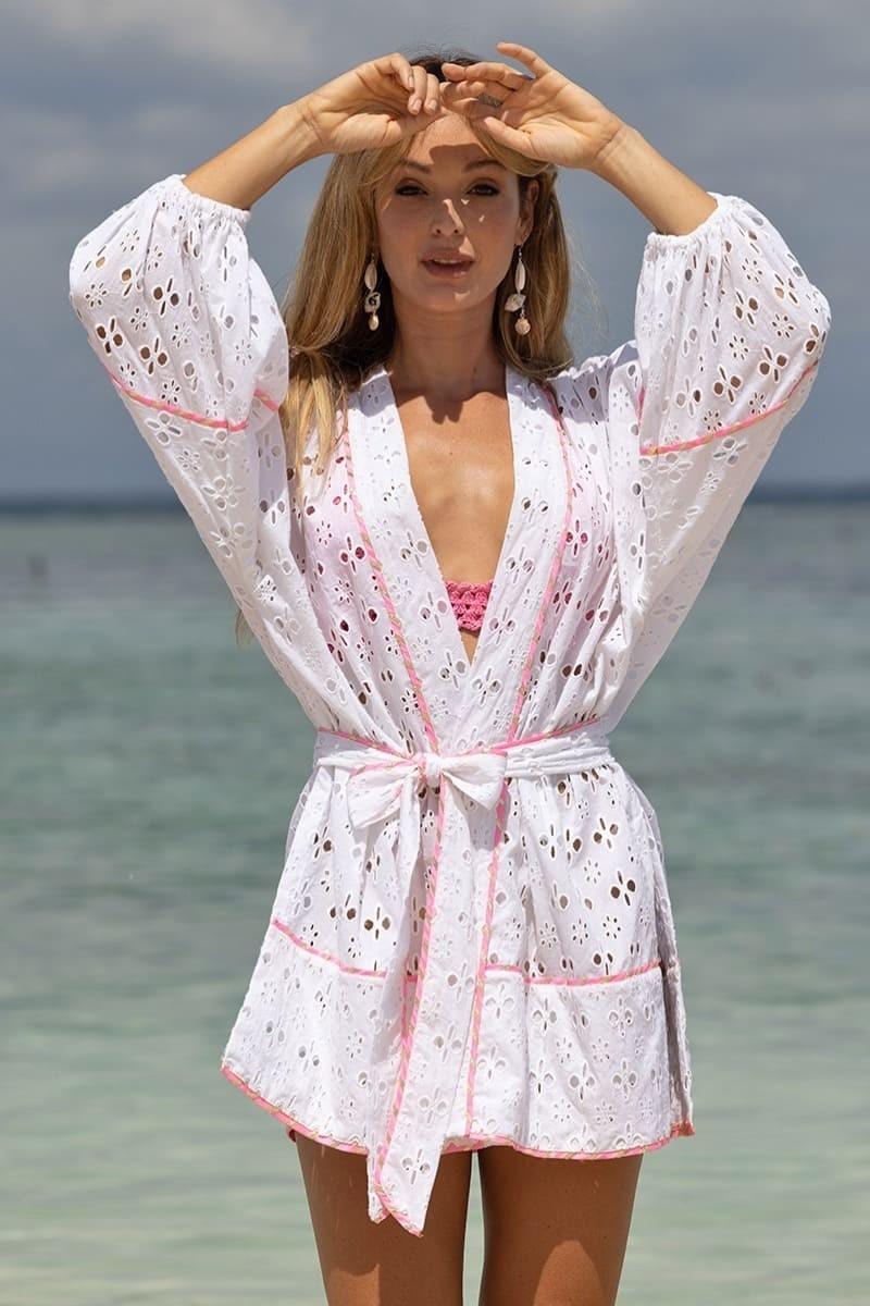 Kimono Corto Windy - Blanco Neón - Miss June Paris - 3