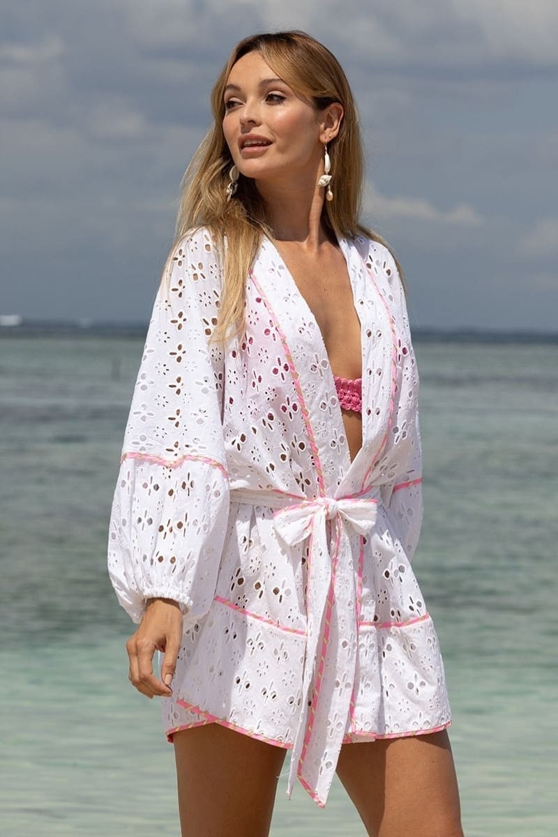 Short Windy Kimono - Neon White - Miss June Paris - 4