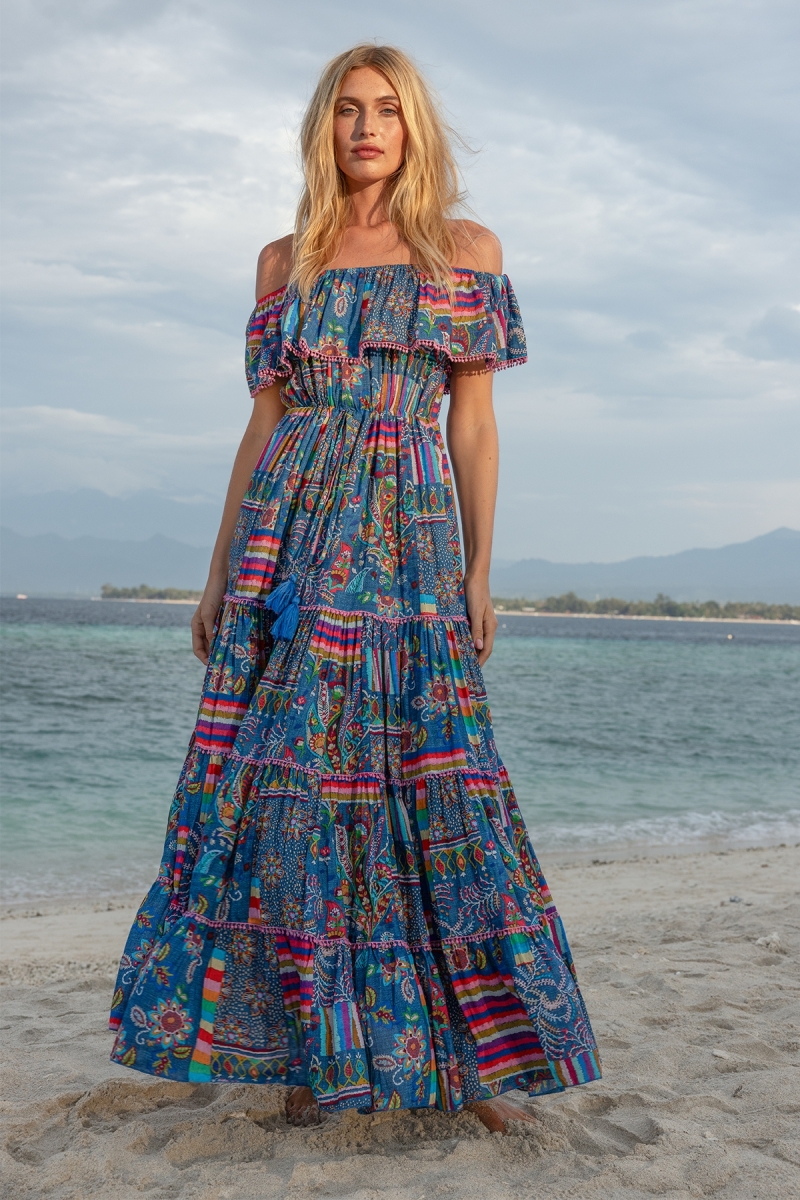 Robe longue Ariana à épaules dénudées - 100% modal - Miss June Paris - 1