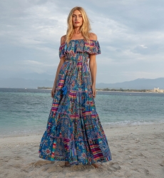 Robe longue Ariana à épaules dénudées - 100% modal - Miss June Paris - 1